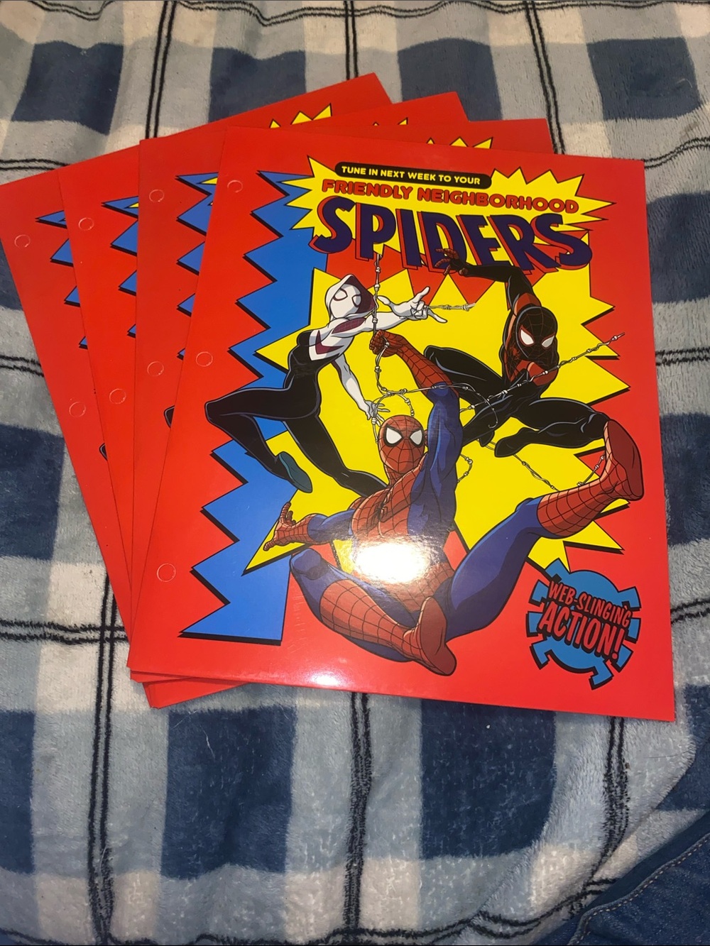 Marvel Spider-Verse Set of 4 Folders - Red, Blue, Yellow